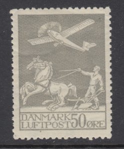 Denmark Sc C4 MLH. 1929 50o light gray First Air Mail