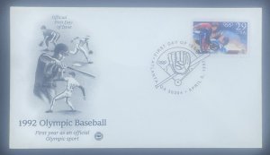 Scott 2619 FDC  1992 Olympic Baseball CPS Cachet