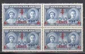 Newfoudland #251i XF NH block of 4 with Variety ERROR *CENTL* Position 43