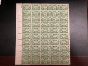 U.S. #785 MNH Full Sheet VF centering one cent Army selvedge smudge