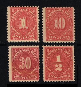 GENUINE SCOTT J61 J65 J66 J68 F-VF MINT OG H SET OF 4 POSTAGE DUE STAMPS #19457