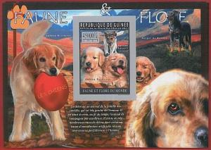 FRENCH GUINEA - ERROR, 2011 IMPERF SHEET: DOGS, Domestic Animals, Flora & Fauna