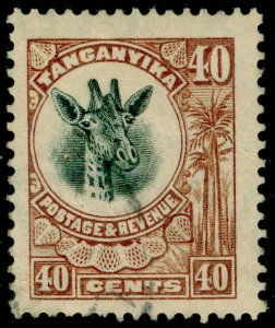 TANGANYIKA SG80, 40c yellow-brown, FINE USED.