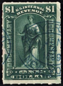 R173 $1.00 Documentary Stamp (1898) Used/Oval Date Stamp