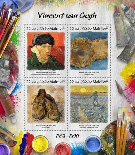 MALDIVES - 2017 - Artists : Vincent van Gogh - Perf 4v Sheet - MNH