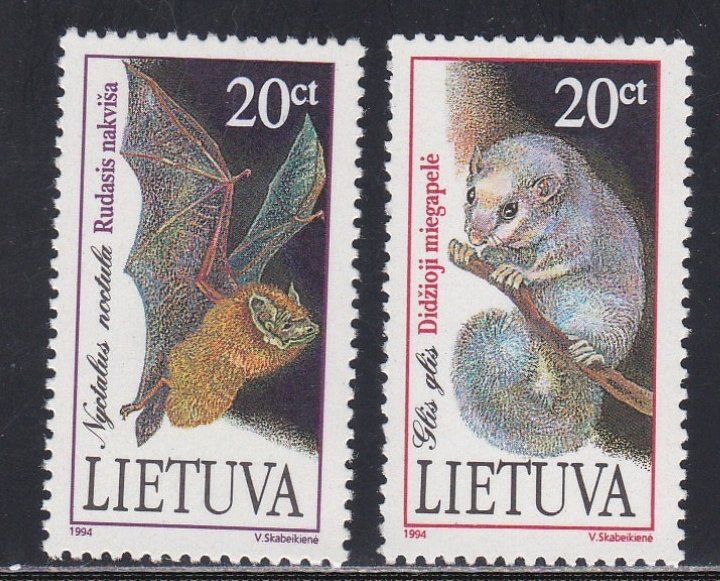 Lithuania # 500-501, Endangered Species - Bats, NH, 1/2 Cat.