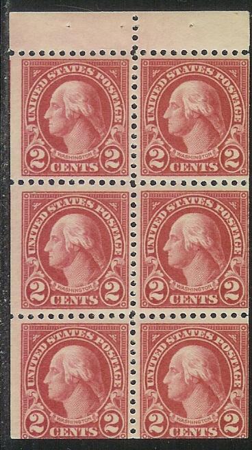 US #554c, Booklet Pane, G. Washington, MNH*-