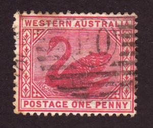 Western Australia 1890 Sc#62, SG#95 1d Red Swan USED-VG-HR.   