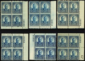 637, Mint NH 5¢ WHOLESALE LOT - SIX Plate Blocks CV $105.00 Stuart Katz