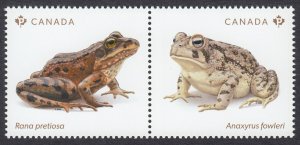 qt.ENDANGERED FROGS = frog, toad = Se-Tenant Pair Souvenir Sheet MNH Canada 2024