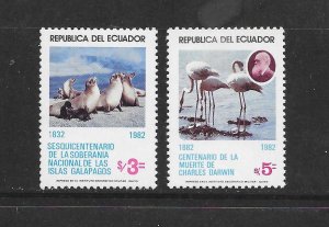 BIRDS - ECUADOR -#1032-3 FLAMINGOS & SEALS  MNH