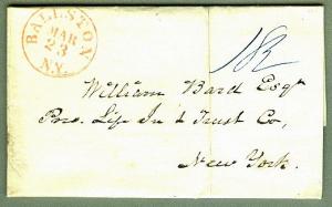 BALLSTON, N.Y. -red townmark on 1841 SFL - F/VF
