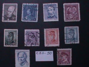 ​CZECHOSLOVAKIA 10 DIFFERENTS-FAMOUS PERSONS -USED STAMPS- VERY FINE- CES-50