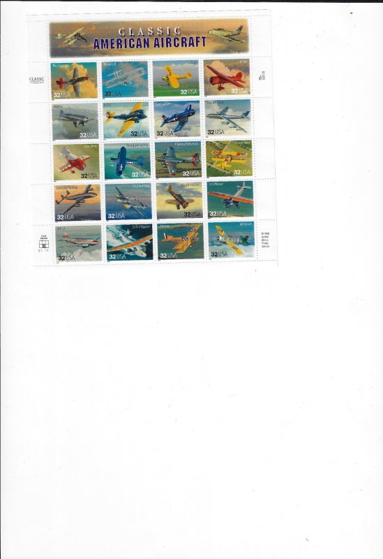 US Stamps/Sheets/Postage Scott #3142 Class Amer Aircraft MNH F-VF OG FV $6.40