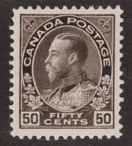 Sc #120 - Admiral KGV - 1911-25 - 50c - Canada - MH  f/vf  superfleas - cv$82