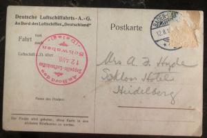 1910s Baden Germany RPPC Postcard Cover Zeppelin LZ 10 Schwaben To Heidelberg