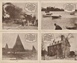 Fine Virginia Seashore, 1930's full sheet of 24 US Poster Stamps. 245x285mm