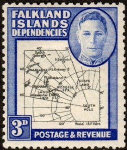 Falkland Islands 1L4 - Mint-H - 3p George VI / Map (1946) (cv $2.25)