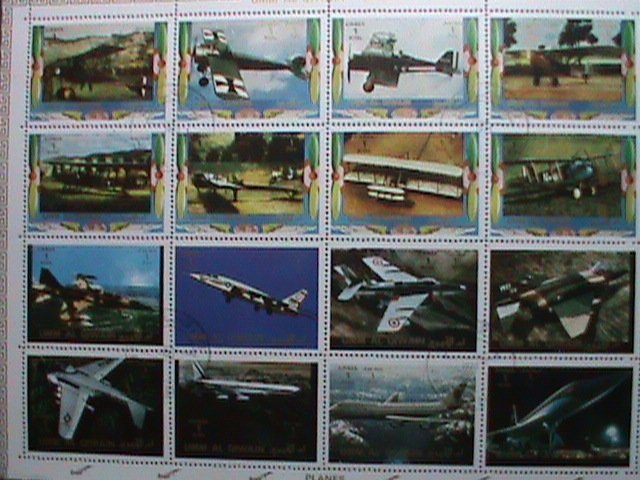 UMM AL QIWAIN STAMP -WORLD FAMOUS AIR PLANES- COMPLETE LARGE CTO SHEET VF