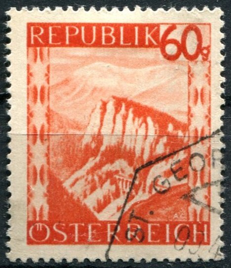 Austria Sc#508 Used, 60g brt red, Landscapes 1945/47 (1948)