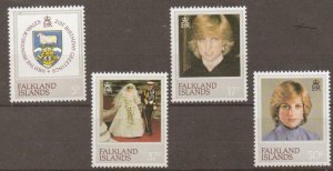 FALKLAND ISLANDS SG426/9 1982 PRINCES DIANA MNH