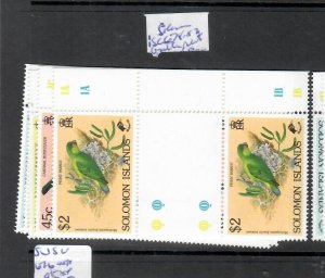 SOLOMON ISLANDS   (PP1907B)  BIRD STAMPSGUTTER PLATE PAIRS    SC 678-682    MNH 