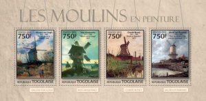 Togo - Mills in Paintings - 4 Stamp Sheet - 20H-497