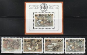1988 South Africa - Venda - Sc 185-188a - MNH VF - 4 pairs & 1 MS - Watercolors