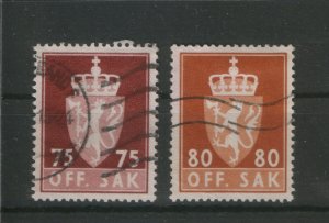 NORWAY- 2 USED STAMPS