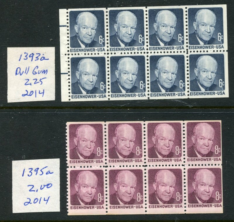 #1393a, 1395a MNH. 1970-71 6c + 8c Eisenhower  Booklet Panes  ⭐⭐⭐⭐⭐⭐