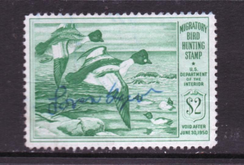 Scott  RW16 1949 Duck  Stamp sined   gum on back