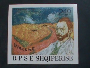 ALBANIA  FAMOUS PAINTER VINCENT AND HIS PAINTING MNH IMPERF S/S SHEET-  VF