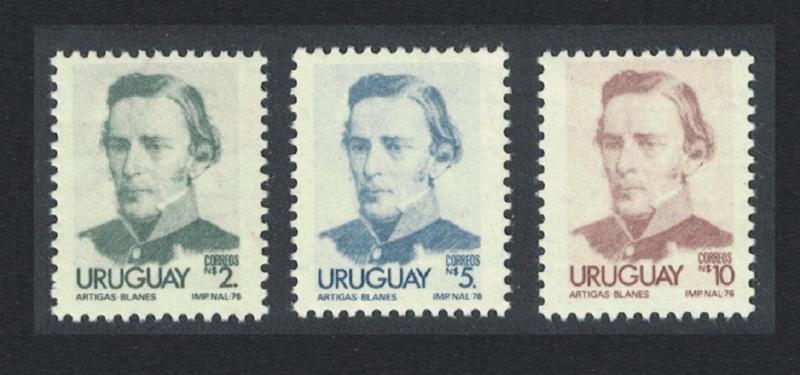 Uruguay Artigas Definitives 3v the Highest Values SG#1649-1651a