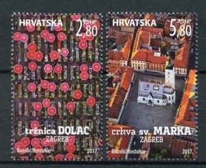 Croatia 2017 MNH Tourism St Mark Square Dolac Market 2v Set Churches Stamps 