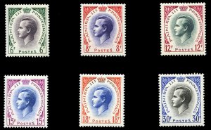 Monaco #334-339 (YT 421-426) Cat€34, 1955 Prince Rainier, complete set, nev...