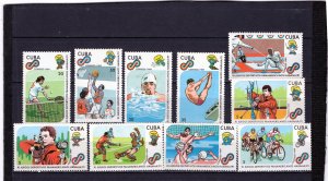 CUBA 1990 SPORTS/PAN AMERICAN GAMES SET OF 10 STAMPS MNH