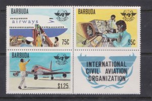 BARBUDA - 1979 INTERNATIONAL CIVIL AVIATION ORGANIZATION 3V -SE-TENANT MNH