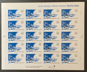 U.S. 2006 #3995 Sheet, Winter Olympics, MNH.