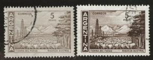 Argentina Scott 695 + 695e Used stamps