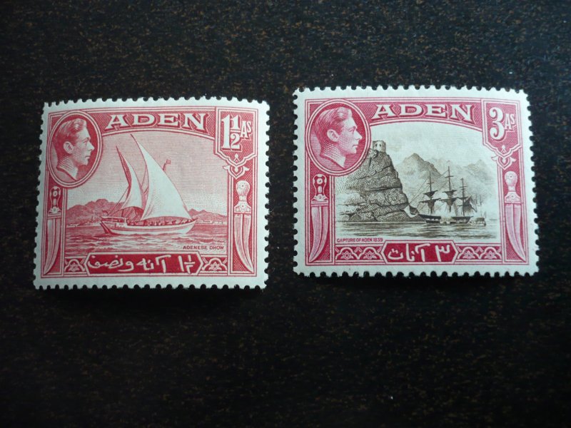 Stamps - Aden - Scott# 19, 22 - Mint Hinged Partial Set of 2 Stamps