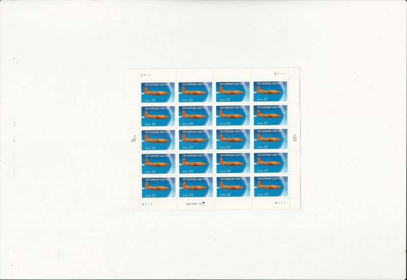 US Stamps Sheet/Postage Sct #3173 First Supersonic Flight MNH F-VF OG  FV 6.40