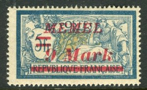 MEMEL; 1922 early surcharged issue Mint hinged 9M. value