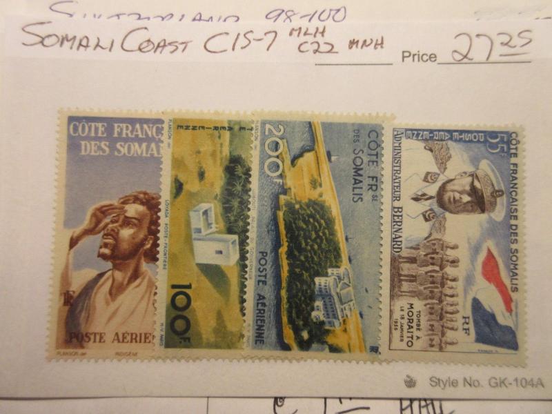 SOMALI COAST  Scott  C15-C17 & C22  MINT HINGED, C22 is MNH  Lot9.18  Cat $27.25