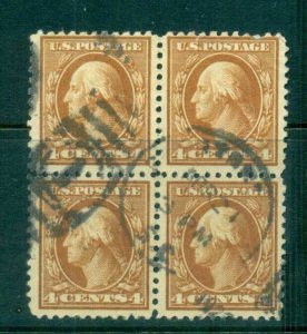 USA 1916-17 Sc#465 4c orange brown Washington Perf 10 No Wmk Blk 4 FU lot69061