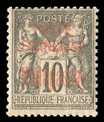 French Colonies, Madagascar #15 Cat$50, 1895 10c black, hinged