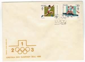 Poland 1988 FDC Stamps Scott 2855-2860 Sport Olympic Games Wrestling Judo Swim