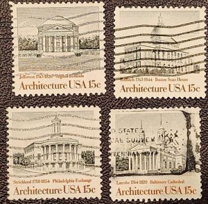 US Scott # 1779-1782; four used 15c Am. Architecture, 1979; VF centering