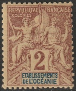 French Polynesia 1892 Sc 2 MH*