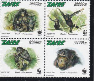 Zaire # 1466, WWF - Monkeys, Mint NH, 1/2 Cat.