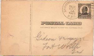 United States U.S. R.P.O.'s Skidmore & Falfurias 1909 482-Y-1  Postal Card.
